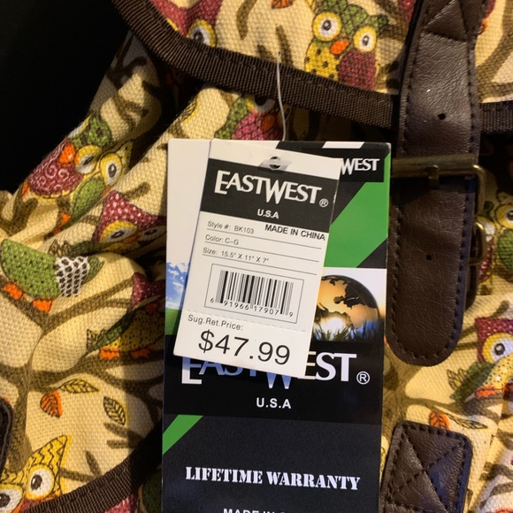 EastWest Owl print canvas Backpack - Picture 5 of 5